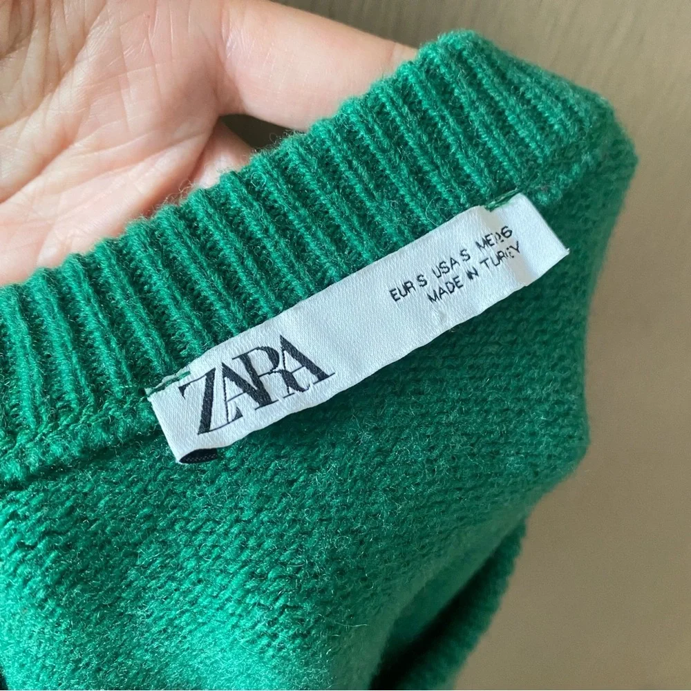 NEW Zara green cashmere wool blend sweater - Picture 6 of 9